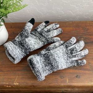 LAND’S END Fleece Marled Black and White Gloves